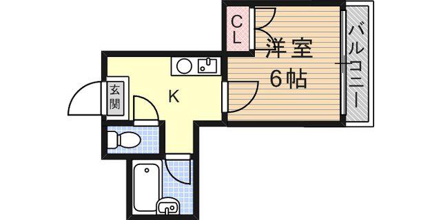 ロイヤルコート神戸岡本(1K/4階)の間取り写真