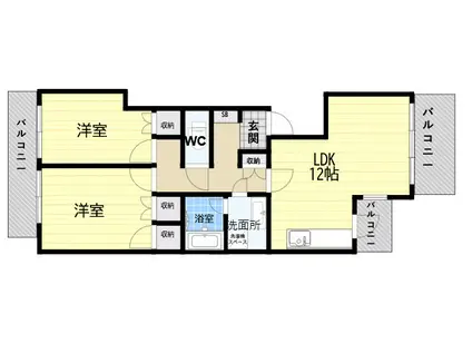 御影大蔵マンション(2LDK/3階)の間取り写真
