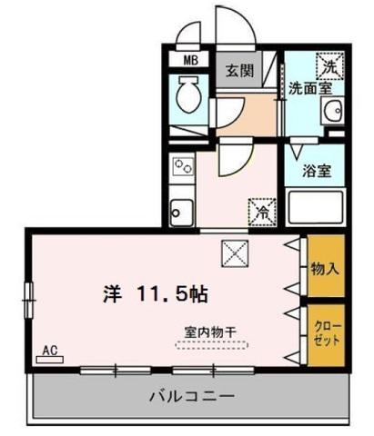 ソフィアコート御影(ワンルーム/1階)の間取り写真