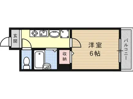 ルースデ六甲(1K/6階)の間取り写真