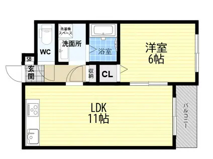 ラムール住吉(1LDK/7階)の間取り写真