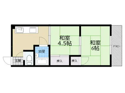 甲南灘コーポラス(ワンルーム/4階)の間取り写真