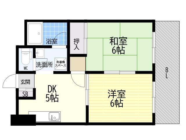 六甲スカイハイツ(2DK/3階)の間取り写真