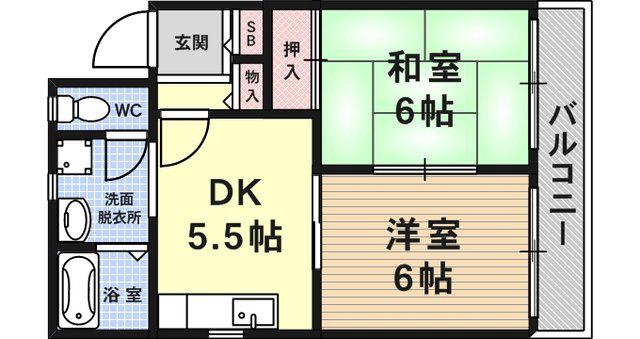 サンハイツ(2DK/2階)の間取り写真