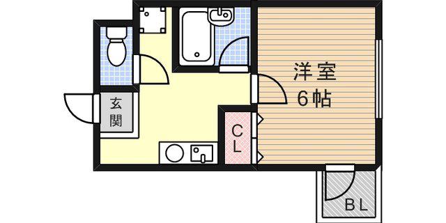 カーサデ六甲(1K/2階)の間取り写真
