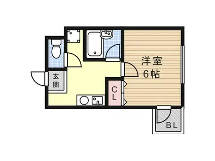 カーサデ六甲(1K/3階)の間取り写真