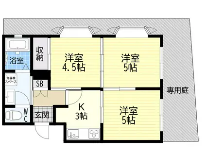 ライオンズマンション王子公園第5(3K/1階)の間取り写真