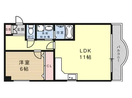 ビエント六甲Ⅱ(1LDK/1階)の間取り写真