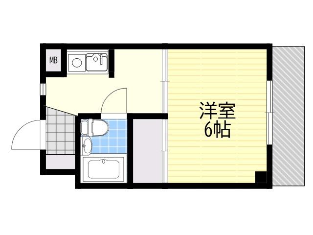 SIハイツ岩屋Ⅰ(1K/5階)の間取り写真