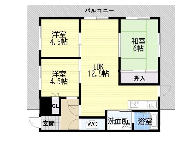 六甲ヒルズ篠原台(3LDK/3階)の間取り写真