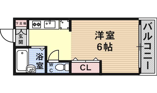 クァトルセゾン六甲道(1K/2階)の間取り写真