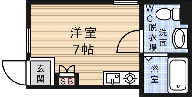 創土ハイツ(ワンルーム/6階)の間取り写真