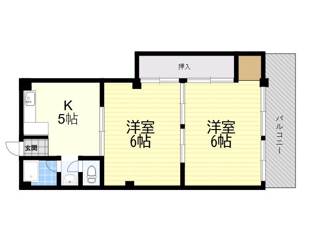 六甲台マンション(2DK/3階)の間取り写真
