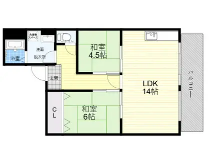 エクセレントマヤ北館(2LDK/2階)の間取り写真