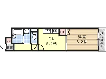 パレスNADA(1DK/2階)の間取り写真