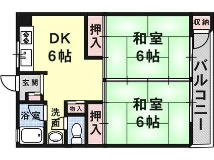 大和スカイハイツ(2DK/2階)の間取り写真
