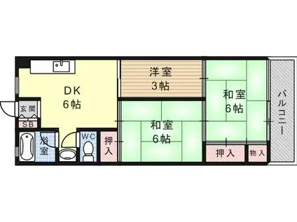 大和スカイハイツ(3DK/3階)の間取り写真