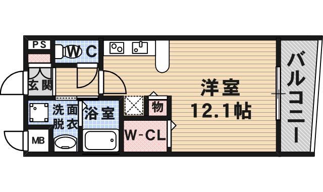 パルテール灘(ワンルーム/5階)の間取り写真