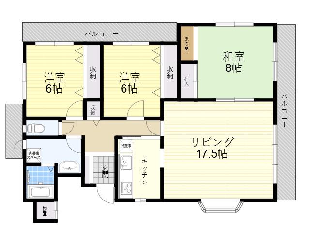 シャルマン屋敷本(3LDK/1階)の間取り写真