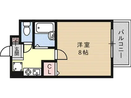 ヴィラセゾン甲南(1K/2階)の間取り写真