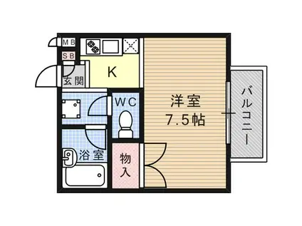 フォアオルテ岡本(ワンルーム/2階)の間取り写真
