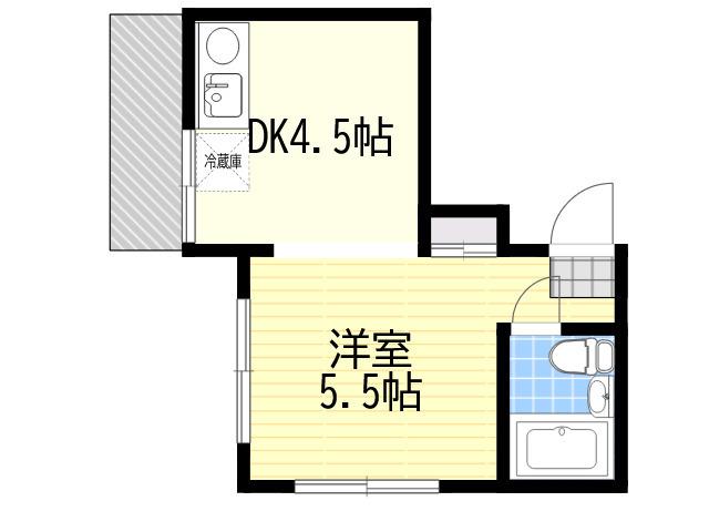 岡本ビラ(1DK/1階)の間取り写真