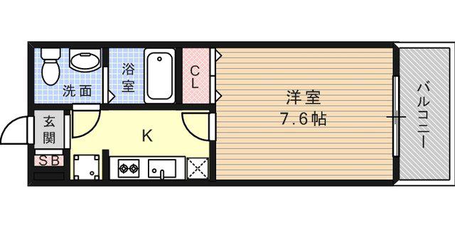 セレブ岡本(1K/1階)の間取り写真