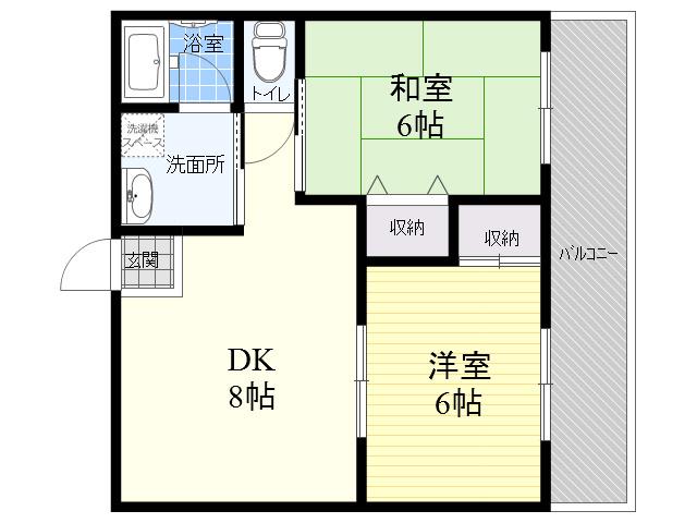 フローラハイツ六甲(2DK/3階)の間取り写真