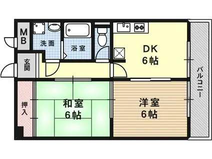 グランドール西岡本(2DK/3階)の間取り写真