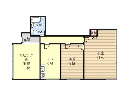 六甲ハイツ(3DK/4階)の間取り写真