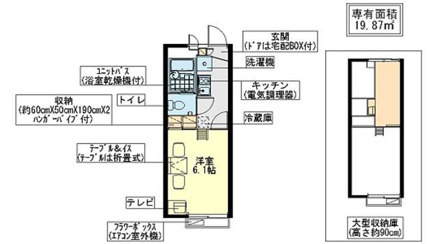 レオパレス御影塚町(1K/1階)の間取り写真