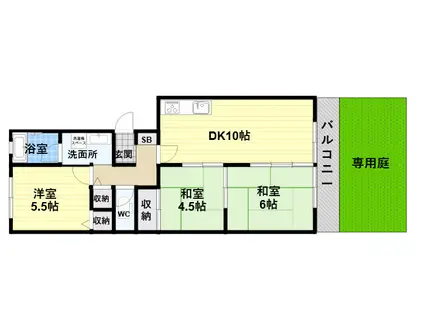 サニーハウス岡本(3LDK/1階)の間取り写真
