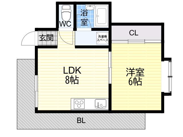 チェリーコート(1LDK/2階)の間取り写真