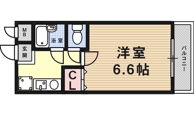 深江イースト(1K/2階)の間取り写真