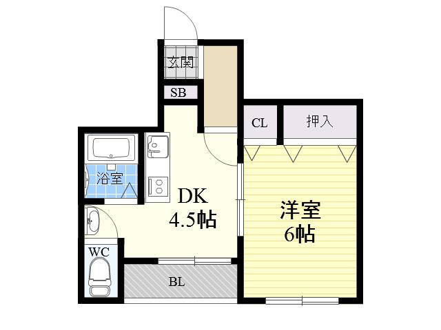 うえむらハイツ(1DK/1階)の間取り写真