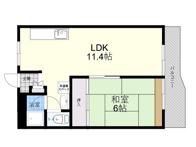 バッハレジデンス芦屋ウエスト(1LDK/3階)の間取り写真