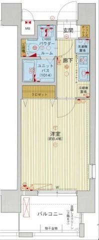 ライジングコート深江本町フラワーパーク(ワンルーム/8階)の間取り写真