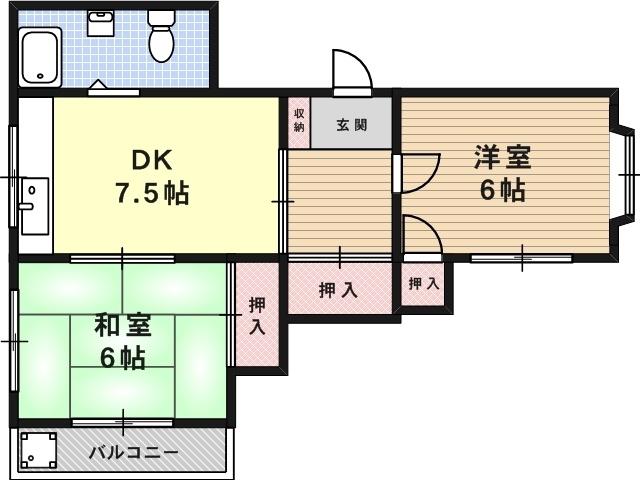 ローズハイツ(2DK/3階)の間取り写真
