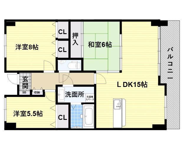 アーデンコート住吉川(3LDK/4階)の間取り写真