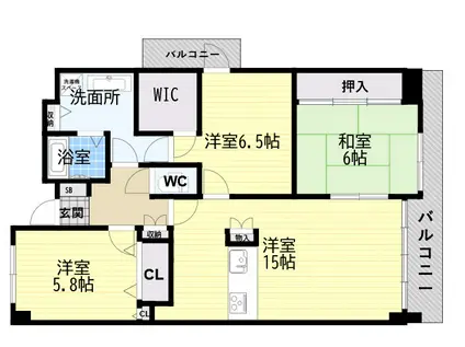 アーデンコート住吉川(3LDK/6階)の間取り写真