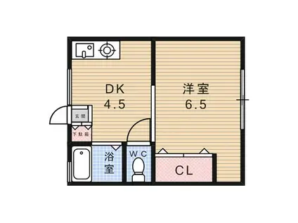 山川ハイツ(1DK/2階)の間取り写真