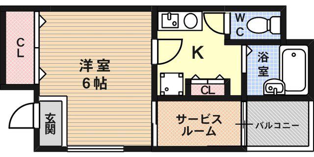 パープル本山(1K/1階)の間取り写真