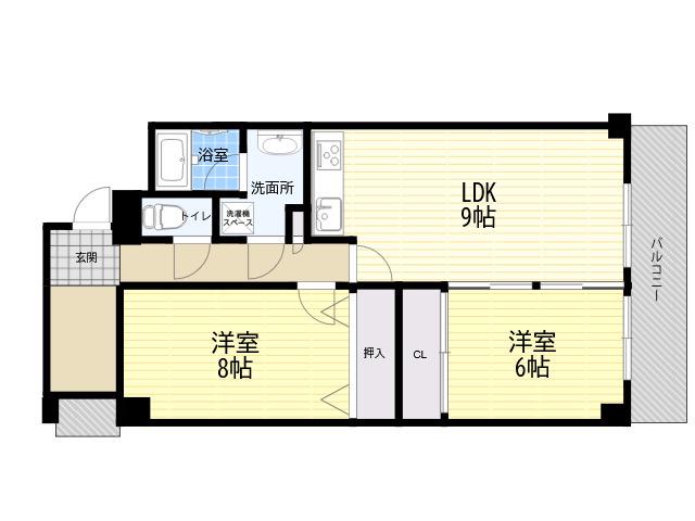 アルカンシェル岡本(2LDK/4階)の間取り写真