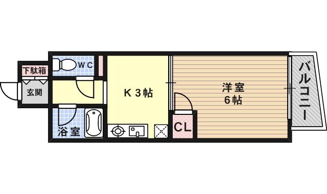 パレス六甲(1K/1階)の間取り写真
