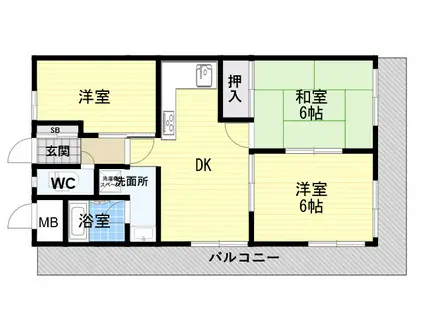 グリーンハイツ青木(3DK/6階)の間取り写真