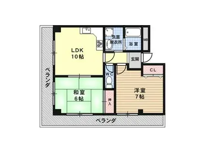 ビエント六甲(2LDK/1階)の間取り写真