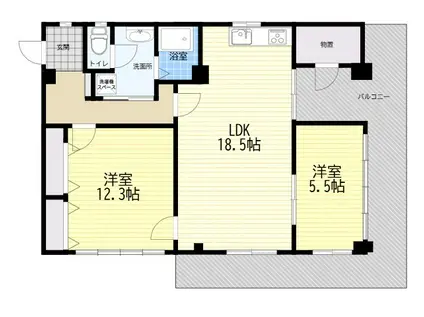 灘ハイム(2LDK/4階)の間取り写真