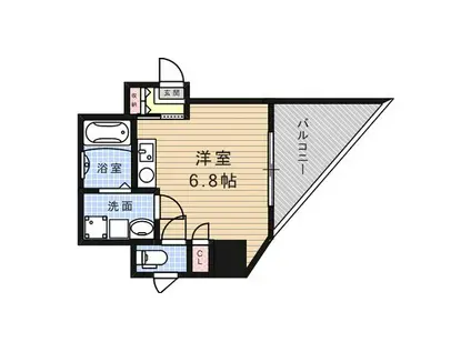 エトワール王子(ワンルーム/2階)の間取り写真