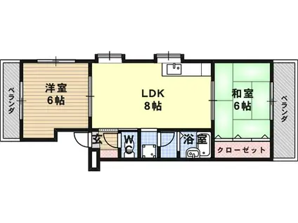 糸井マンション(2DK/3階)の間取り写真