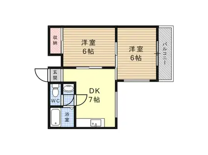 シャルム桜ヶ丘(2DK/1階)の間取り写真